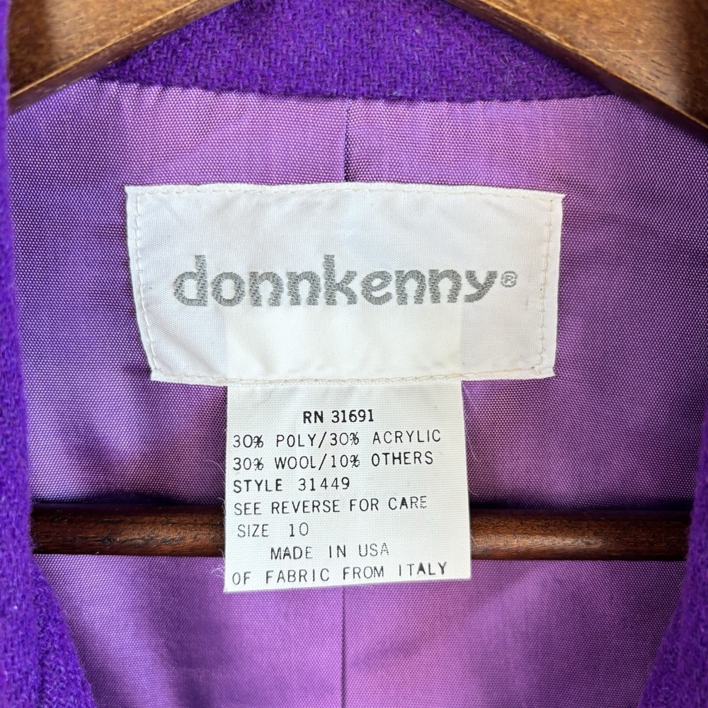 Dark Academia Vintage Donnkenny Blazer Size 10 Purple Wool Blend Herringbone - Picture 3 of 10